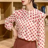 Automne mode haut pour femme en mousseline de soie Blouses à manches longues décontracté à pois vêtements doux volants dame 5327 50 210508