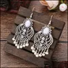 Dangle Kroonluchter Oorbellen Sieraden Bohemian Womens Gem Stone Beaded Earring Indian Retro Boho Vakantie Stijl Vintage Etnische Daling Levering 2