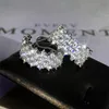 Choucong Unikalny mankiet uszy błyszcząca luksusowa biżuteria 925 srebrna brutalna Pave biały szafir cz diament oliwkowy bałąk Kobiety WE275U
