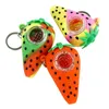 Small strawberry shape pipe silicone Smoking pipes 36g weight with key ring