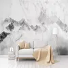 Kinesisk stil marmor tapet svart och vitt abstrakt landskap målning fotovägg väggmålning vardagsrum sovrum kreativa fresco