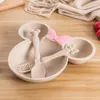 Frupa Paglia Baby Stoviglie Set Set di alimentazione 3pcs / Set Piastra Formazione Bowl Spoon Forchetta Fumetto Bambini Piatti Bambini Cena 20220223 Q2