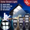 Réverbère solaire étanche 20W extérieur sans poteau de montage, contrôle de la lumière + capteur radar projecteur applique murale de sécurité