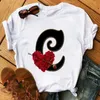Custom Name Letter Combination T-shirt Flower letter Font A B C D E F G Short sleeve Clothes woman Tee Tops X0527