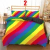 Homesky Rainbow Printing Bedding Set Colorful Stripe Comforter Bed Cover Twin King Queen Size Bedclothes 210615