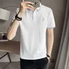 Summer Embroidery Polo Shirts Men Black White Shorts Sleeve Lapel Tee Tops Fashion Casual Slim Fit Business Social Polos 210527