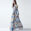 فستان عارضة مؤسسة مصمم الأزياء فستان ماكسي 7xl زائد الحجم المرأة طويلة الأكمام بوهو ملون زهرة طباعة الشاطئ