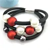 Uk New Purple Rubber Bracelets Women Charm Pearl Bangles 6 Colors Handmade Gift Bracelet Classic Jewelry Elasticity Chains Q0719