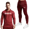 Jogger Höst Vinter Sport Pullover Hoodie Running Fitness Långärmad Suit Solid Färg Mode Trend Fritid Tvådelat Set G1222