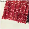 Neploe Women Tops Fake Two Piece Patchwork Blusas Mujer Sunner Kontrast Färgskjorta Koreanska Polka Dot Red Chic Blouses 95272 210422