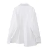 NBPM Wiosna Odzież damska Czarno-białe Bluzki Długie Rękaw Koszulki Asymetryczne Top Odzież Kobiet Damska Tunika Moda 210529