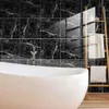 Carreaux de marbre autocollant auto-adhésif étanche en PVC autocollants de salle de bain décoration de cuisine pour la maison luxe noir 3D panneau mural5301091