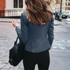 Kadın Ceketleri Kadın Moda Deri Ceket Kadınlar Sonbahar Düz Renk Uzun Kollu Slim Serin Motor Ceket Bayanlar Rüzgar kırıcı fermuar