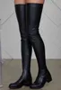 Gran tamaño 43 negros sobre rodilla botas altas de tela estirle para todas las damas de tamaño redondeo de puntas de punta redonde