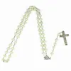 Glow in The Dark Cross Rosary Necklace For Women Luminous Catholic Beads Religious Jesus Crucifix Pendant Necklace Jewelry