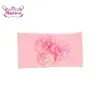 Nishine doux Stretch Satin Rose fleur bébé bandeau nouveau-né noeud large Nylon couvre-chef Turban filles chapeaux enfants Photo accessoires