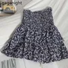 Retro Floral Print Women Mini Short Skirt Streetwear Ruffled A-line Pleated Skirts Female Summer Beach 210601