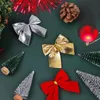 Decorações de Natal 12x Borboleta Vermelha Borboleta Pendurado Ouro Prata Bowknot Enfeites de Árvore Ano Decoração de Presente de Xmas