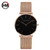 36mm Arrivée Or Rose Noir Simple Bauhaus Design Japon Quartz Dames En Acier Inoxydable Ultra Mince Étanche Femmes Montres 210527239g