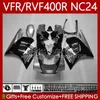 Carrosserie pour HONDA RVF400R Argent noir NC24 V4 RVF400 R 1987 1988 Corps 78No.103 RVF VFR 400 VFR400 R 400RR 87-88 VFR 400R VFR400RR VFR400R 87 88 Kit de carénage de moto