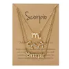 3Pcs/Set 12 Zodiac Sign Pendant Necklace Gold Plated Aries Cancer Letter Star Charm Necklaces for Women