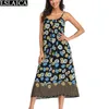 Bohemian Long Dress Sexy Halter Floral Printing Fashion Dresses for Women Sale Loose & Club Casual Kleider Damen 210515