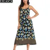 Bohemian Long Dress Sexy Halter Stampa floreale Abiti di moda per le donne Vendita Loose Club Casual Kleider Damen 210515