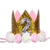 Crown Baby Headbands Girls Birthday Party Hairs Accessories Milky White Gold Silver Plated Figures Kids Flower Fashion Hair Band 4 5jm G2