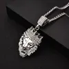 Trendy Hip Hop Crown Lion Head Collares pendientes Accesorios Hombres Mujeres Punk Jewelry 76cm Cadenas de longitud Cubic Zirconia Stone Gold Silver