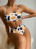 Sexy Swimsuit de três peças Push Up Spot Bikinis Set Fio Saia Swimwear Ternos Banheira Beachwear Biquini 210621