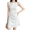 Hepburn Stijl Wit Jurk Zomer Elegante Mouwloze Mini Sexy Avond Club Party Bodycon Jurken Hoge Kwaliteit 210608