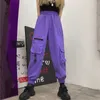 Primavera Estate Harajuku BF Pantaloni Cargo Streetwear Pantaloni Hip Hop Vita Alta Nastro Allentato Donna 210531