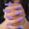 False unhas Super Long Purple Fake unhas Dicas quadradas retas Ferramentas de manicure de salão de salão sólido de cor sólida