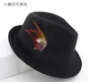 Ponto de Brim Ponto de Inverno Feminino Vintage Menina Fêmea Avestruz Felt Chapéu de Jazz Boné Elegante Liso Sombrero Homre