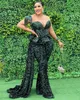 2021 Plus Size Arabo Aso Ebi Paillettes Perline Sexy Tute Abiti da ballo Collo trasparente Guaina Sera Festa formale Secondo ricevimento 175t