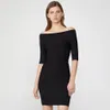 Summer Women Black Off Shoulder Rayon Bandage Club Dress Sexy Half Sleeve Celebrity Evening Runway Party Dresses 210423