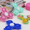 Pop Fidget Spinner Decompression Brinquedos Keychain Set Soft Silicone Tie-Dye Popper Bubble Sensory Triângulo para ADHD Ansiety Stress Relief