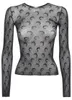 Moon Printed Transparent Mesh t Shirts Sexy Women O-neck Long Sleeve Slim Basic Casual Female Tops Spring