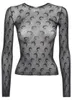 Moon Printed Transparent Mesh T Shirts Sexy Women O-Neck Long Sleeve Slim Basic Casual Female Tops Spring