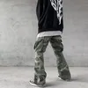 Camouflage Flare Pants Hip Hop Cargo Streetwear Men High Street Military Trousers ME-612