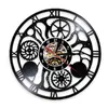 Zegary ścienne Steampunk Cogwheels Record Zegar Gears Charms Sztuka Silent Quartz Watch Woodarming Room Dekory