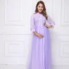 長い紫のマテネティティドレス