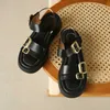 Meotina chaussures femmes naturel en cuir véritable sandales à boucle plate sandales bout carré en cuir de vache dames chaussures été noir 210608