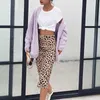 Leopardtryck kjol Kvinnor A-Line High Waist Wild Midi S saker Sexig Long S Summer 210621