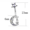 Nombril de luxe Clochette Anneaux Or Lune Étoile Ventre Anneau Ab Strass Conception Corps Piercing Bijoux