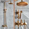 Antikes Messing-Badezimmer-Duschset, Wasserhahn, Bad-Mischbatterie, 20,3 cm Regenfallkopf, Badewanne, Wandmontage-Sets