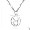 Pendant Necklaces & Pendants Jewelry Stainless Steel Zodiac Sign For Women Men 12 Constellation Chains Personalized Fashion Gift Drop Delive