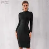 Adyce Winter Bodycon Bandage Dress Kvinnor Sexig Naken Svart Långärmad Midi Club Celebrity Evening Runway Party Dresses 210719