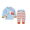 Wiosna Jesień Niemowlę Baby Boys Girls Odzież Zestawy Kids Garnitur Boy Girl Cute White Bear Dzianiny Moda Ubrania 210521