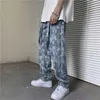 Jeans for Mens Streetwear Korean Designer Ribbon Regular Denim Plaid Chic Homme Pants Hip Hop Hole Jeans Trousers 210527